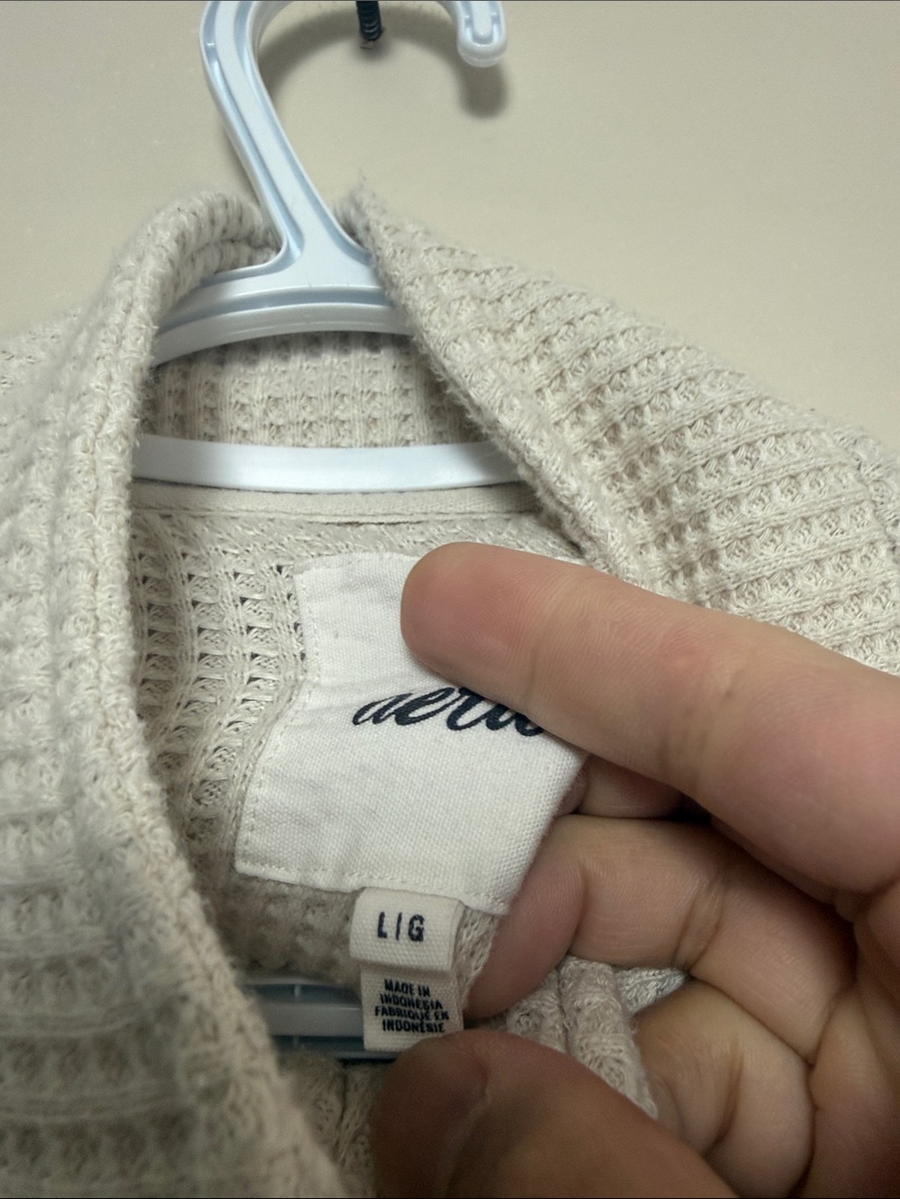 Aerie Cream Waffle Knit Half Zip Pullover Oversized Sweater Large Cozy Neutral - Picture 5 of 9